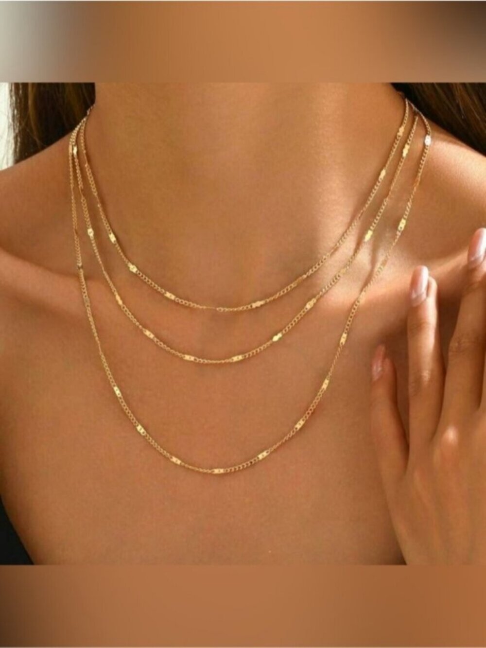 Gold 1pc Layered Chain Necklace